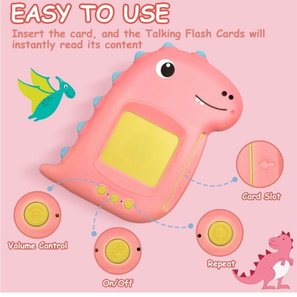 Fullware Talking Flash Cards w 448 Sights WordsDinosaur🦕PocketSpeechToddlersToy - Picture 2 of 9